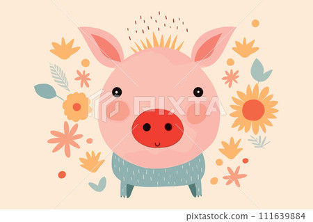 AI-generated content. cute little pig childish vector illustration 111639884