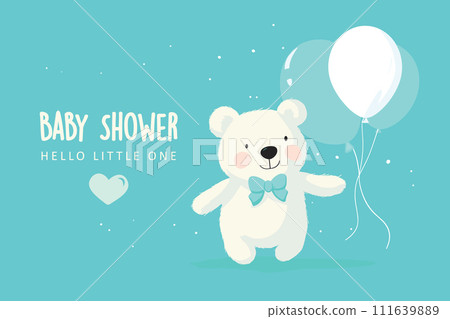 AI-generated content. cute baby bear with balloons vector illustration 111639889