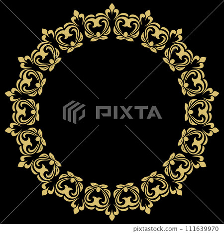 Floral Abstract Round Frame With Arabesques Floral Abstract Round Frame With Arabesques 111639970