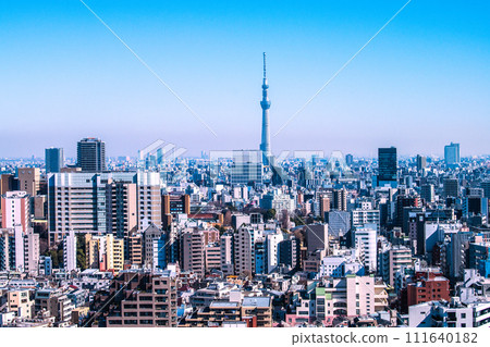 Tokyo cityscape in Japan, looking towards Oshiage Station and Tokyo Sky Tree, etc. Tokyo cityscape in Japan, looking towards Oshiage Station and Tokyo Sky Tree, etc. 111640182