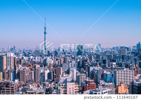 Tokyo cityscape in Japan, looking towards Oshiage Station and Tokyo Sky Tree, etc. Tokyo cityscape in Japan, looking towards Oshiage Station and Tokyo Sky Tree, etc. 111640187