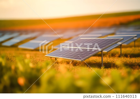 Solar panels on the sky background 111640313