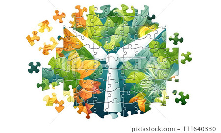 World Environment Day puzzle banner. 111640330