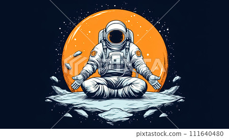 An astronaut doing yoga on a beautiful alien planet An astronaut doing yoga on a beautiful alien planet 111640480