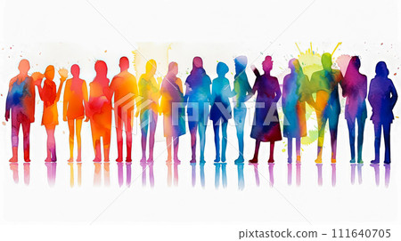 Bright watercolor silhouettes on white Bright watercolor silhouettes on white 111640705