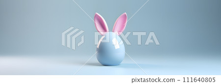 egg with bunny ears, banner format, generative AI 111640805