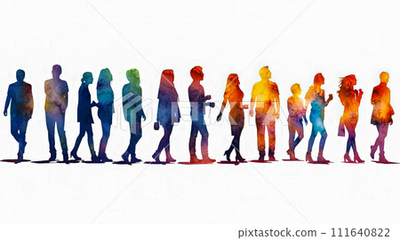 Bright watercolor silhouettes on white 111640822