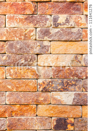 masonry of yellow brick tile. decorative architecture pattern for outdoor renovation masonry of yellow brick tile. decorative architecture pattern for outdoor renovation 111641276