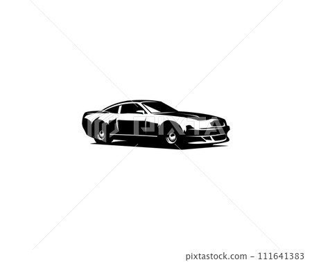 Vector silhouette of 1964 Aston Martin dbs car. isolated white background with view from the side. Best premium design for badges, emblems, logos, car industry. available in eps 10. 111641383