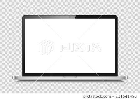 A realistic laptop with a dark silver case and a white screen. A realistic laptop with a dark silver case and a white screen. 111641456