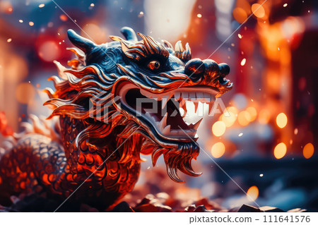 Traditional Chinese New Year Dragon Dance - Generative AI 111641576