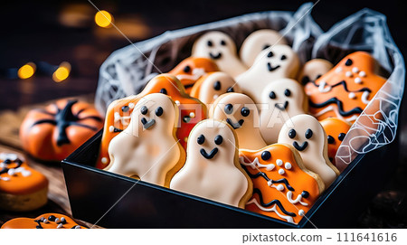 Spooky and Playful Ghost Cookies - Generative AI 111641616