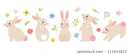 Vector rabbits collection 111641617