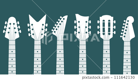 Guitars headstock vector electric neck abstract icon. Guitar head acoustic rock instrument logo icon 111642130