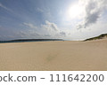 Miyakojima coast sandy beach fantastic sun and clouds 111642200