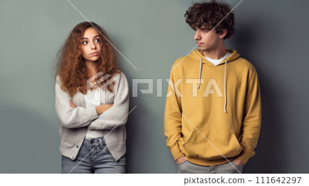 Silent Struggle: Modern Young Couple in the Aftermath of a Quarrel 111642297