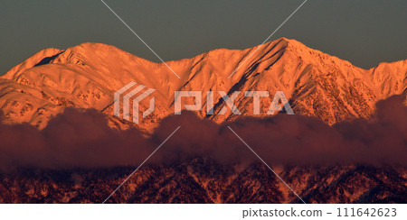 Mt. Kekatsu and Mt. Kamaya in the evening Mt. Kekatsu and Mt. Kamaya in the evening 111642623