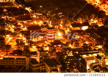 Illumination of Shitennoji Temple seen from Abeno Harukas 111643111