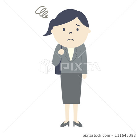 Illustration of a female office worker feeling anxious 111643388