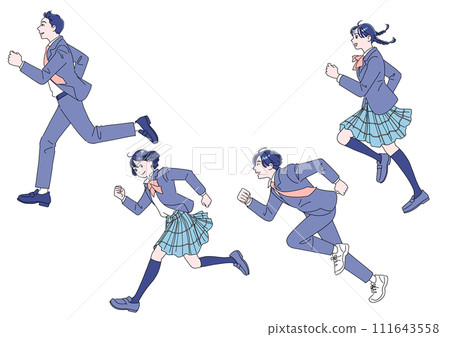 精力充沛的男女學生開始奔跑 111643558