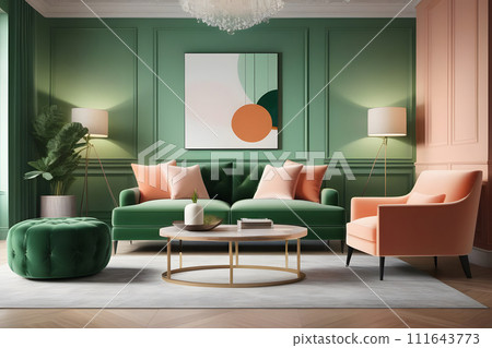 A Living Room Filled With Furniture and a Painting on the Wall 111643773