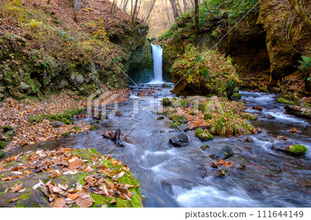 落葉後面的瀑布 111644149