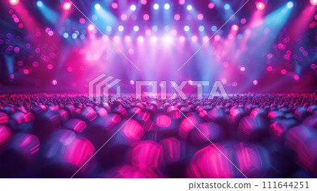 AI-generated content. With your text on the banner, you'll see a cheering crowd and stage lights 111644251