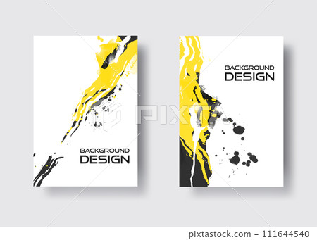 Black yellow ink brush stroke on white background. Japanese style. Vector illustration grunge stains. Brushes illustration. 111644540