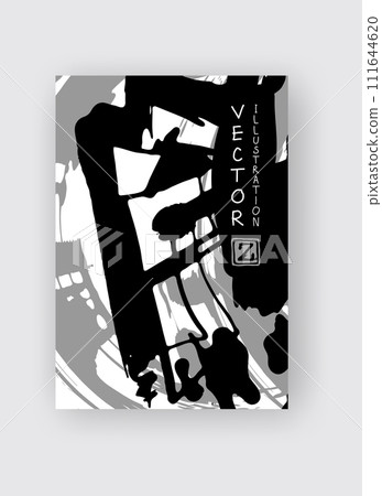 Black and gray ink brush stroke on white background. Black and gray ink brush stroke on white background. 111644620