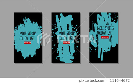 Blue ink brush stroke on black background. 111644672