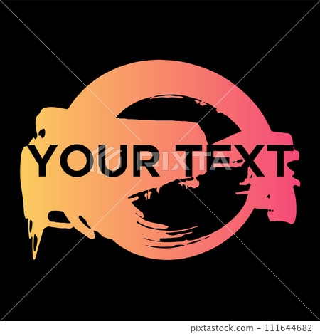 Vector Round Shape on Black. Orange Circle Stamp. Icon, Logo, Banner Design.. Vector Round Shape on Black. Orange Circle Stamp. Icon, Logo, Banner Design.. 111644682
