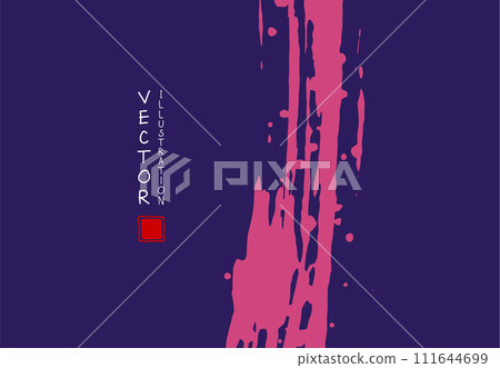 Abstract ink background. Chinese calligraphy art style, coral paint stroke texture on blue paper. 111644699