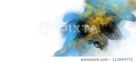 Luxury blue, black, gold background marble liquid ink art. Vector illustration. Luxury blue, black, gold background marble liquid ink art. Vector illustration. 111644772