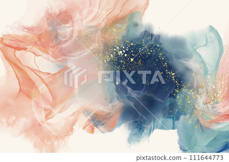 Luxury orange abstract background of marble liquid ink art. Vector illustration. 111644773