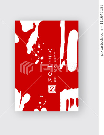 White ink brush stroke on red background. Japanese style. 111645185