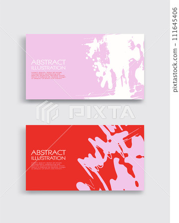 Red white pink ink brush stroke card on white background. Japanese style. Red white pink ink brush stroke card on white background. Japanese style. 111645406