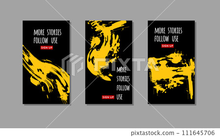 Yellow ink brush stroke on black background. Yellow ink brush stroke on black background. 111645706