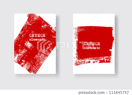 Red ink brush stroke on white background. Japanese style. 111645757