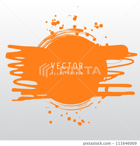 vector splats splashes and blobs of orange ink paint in different shapes drips 111646009