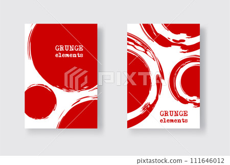 Red ink brush stroke on white background. Japanese style. Red ink brush stroke on white background. Japanese style. 111646012