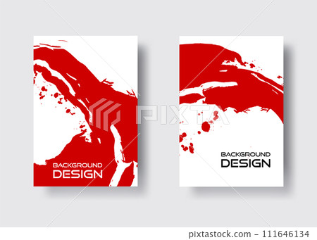 Red ink brush stroke on white background. Japanese style. Vector illustration grunge stains. Brushes illustration. 111646134