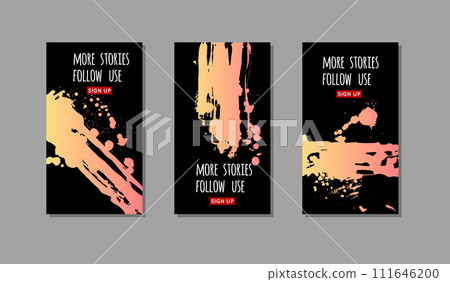 Coral ink brush stroke on black background. 111646200