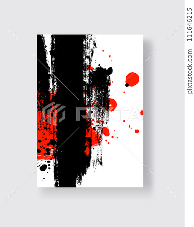 Black and Red ink brush stroke on white background. Japanese style. Black and Red ink brush stroke on white background. Japanese style. 111646215