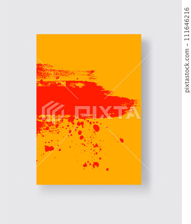 Red ink brush stroke on yellow background. Japanese style. Red ink brush stroke on yellow background. Japanese style. 111646216