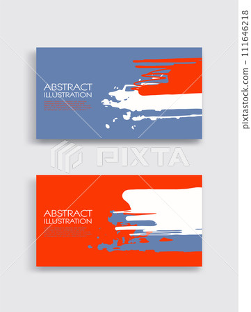 Red white blue ink brush stroke card on white background. Japanese style. Red white blue ink brush stroke card on white background. Japanese style. 111646218