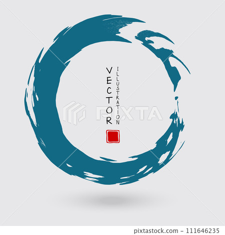 Blue ink round stroke on white background. Blue ink round stroke on white background. 111646235