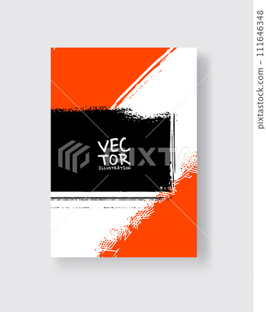 Black Lush Lava ink brush stroke on white background. Minimalistic style. 111646348