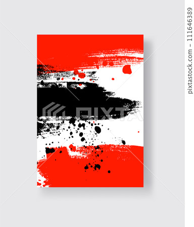 Black and Red ink brush stroke on white background. Japanese style. Black and Red ink brush stroke on white background. Japanese style. 111646389