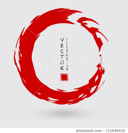 Red ink round stroke on white background. 111646410