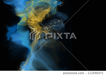 Luxury blue, black, gold background marble liquid ink art. Vector illustration. Luxury blue, black, gold background marble liquid ink art. Vector illustration. 111646471